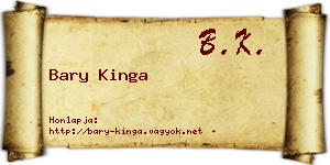 Bary Kinga névjegykártya
